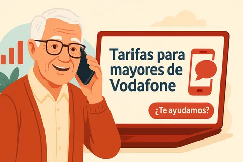 Hombre mayor consulta tarifas móviles para mayores desde un portátil.