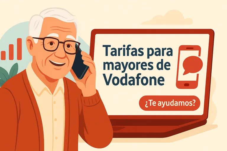 Hombre mayor consulta tarifas móviles para mayores desde un portátil.