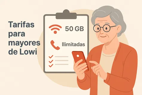 Mujer mayor comparando tarifas móviles para mayores desde su smartphone